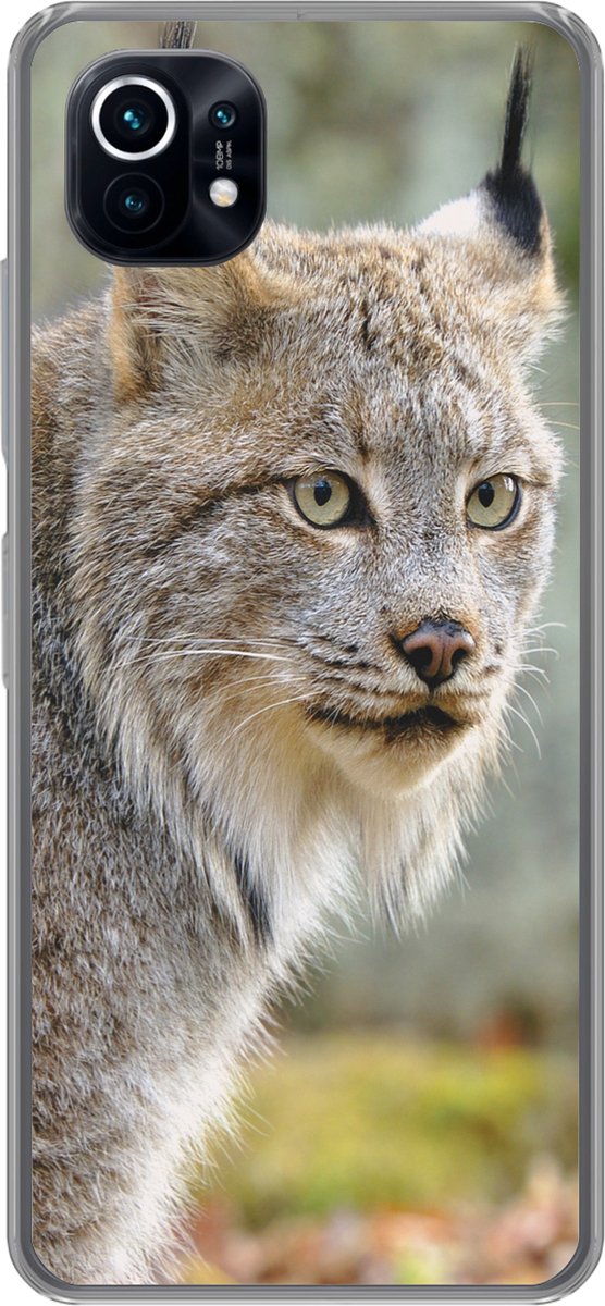 Telefoonhoesje Geschikt voor Xiaomi Mi 11 hoesje - Lynx - Bos - Grijs - Siliconen Telefoonhoesje Telefoonhoesje