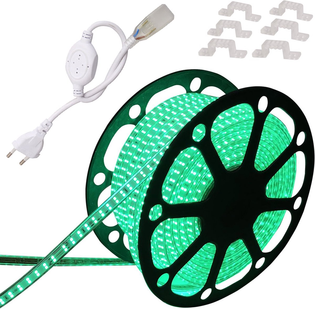 DiamantLED LED Strip Groen - 40 meter in een ROL - 220V - 2835SMD - 180L/M - IP65 - Met Aansluitstekker