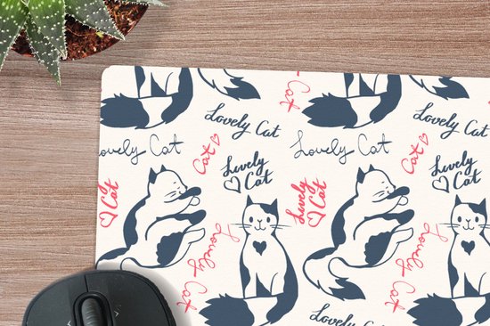 Muismat 27x18 cm - Mousepad Patronen - Kat - Quote - Roze - Meisjes - Kinderen - Kids - Muismatten
