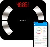 FlinQ Bluetooth Weegschaal - Personenweegschaal Digitaal - Slimme Weegschaal met Lichaamsanalyse - Incl. App - Zwart
