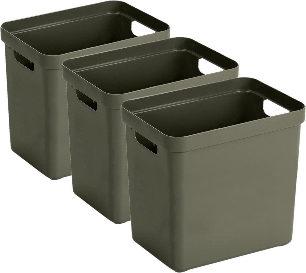 Sunware Opbergbox Sigma - 6x - kunststof - donkergroen - 25 liter - Opbergbakken/opbergers - 35 x 25 x 36 cm