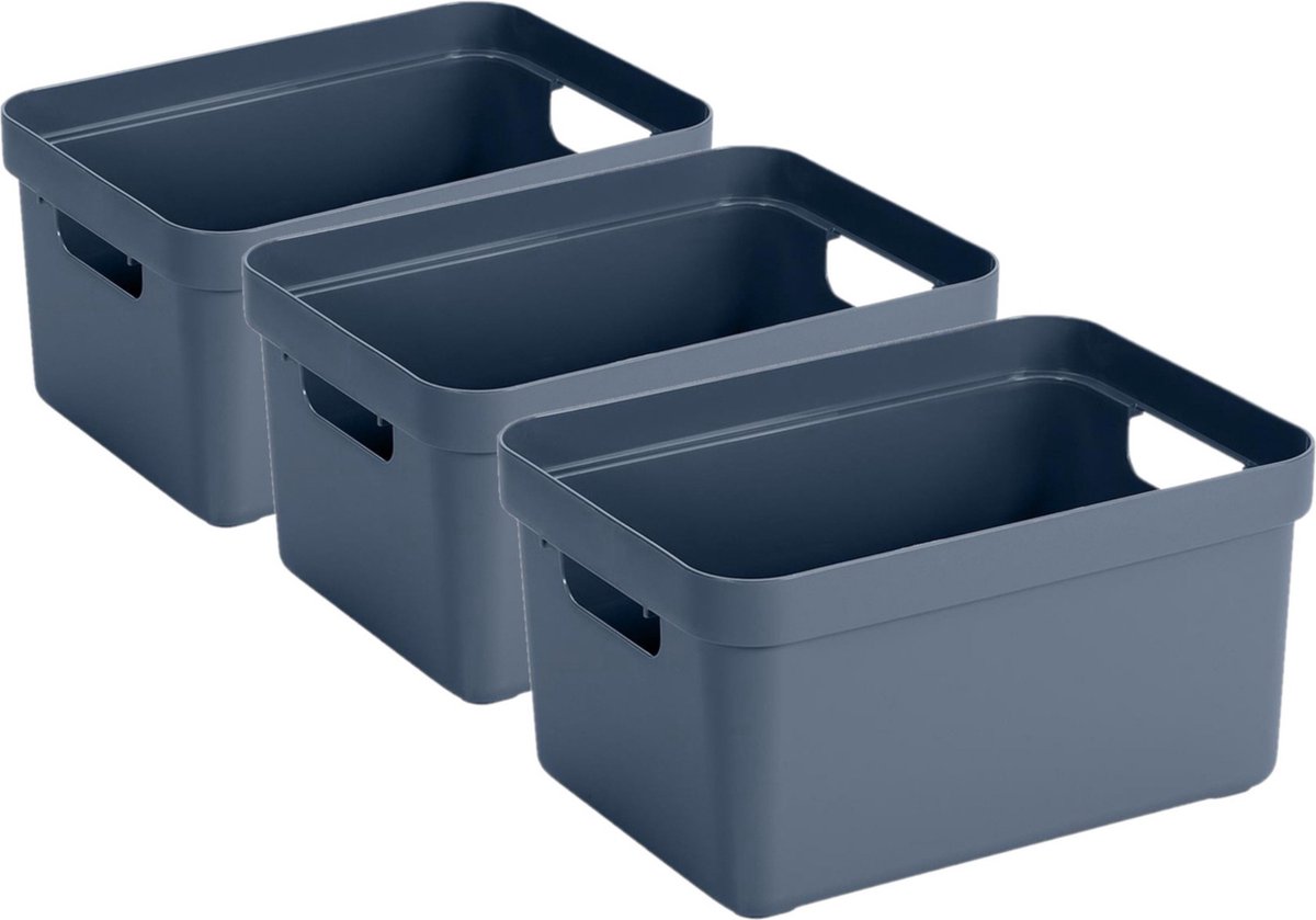 Sunware Opbergbox Sigma - 6x stuks - kunststof - donkerblauw - 5 liter - Opbergbakken/opbergers - 25,2 x 18 x 12,2 cm