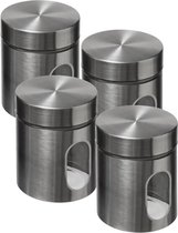 4x pièces de boîtes de conserve/ 0 de conservation Bocaux de conservation en acier inoxydable avec couvercle - 600 ml - Pots de conservation avec couvercle hermétique