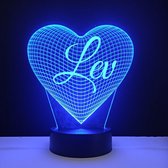 Lampe LED 3D - Coeur Avec Nom - Lev