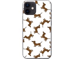 Telefoonhoesje Geschikt voor iPhone 12 hoesje - Patronen - Hond - Teckel - Jongens - Meisjes - Kinderen - Kind - Siliconen Telefoonhoesje Telefoonhoesje