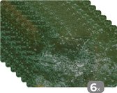 Placemat - Placemats kunststof - IJs - Groen - Structuur - 45x30 cm - 6 stuks - Hittebestendig - Anti-Slip - Onderlegger - Afneembaar