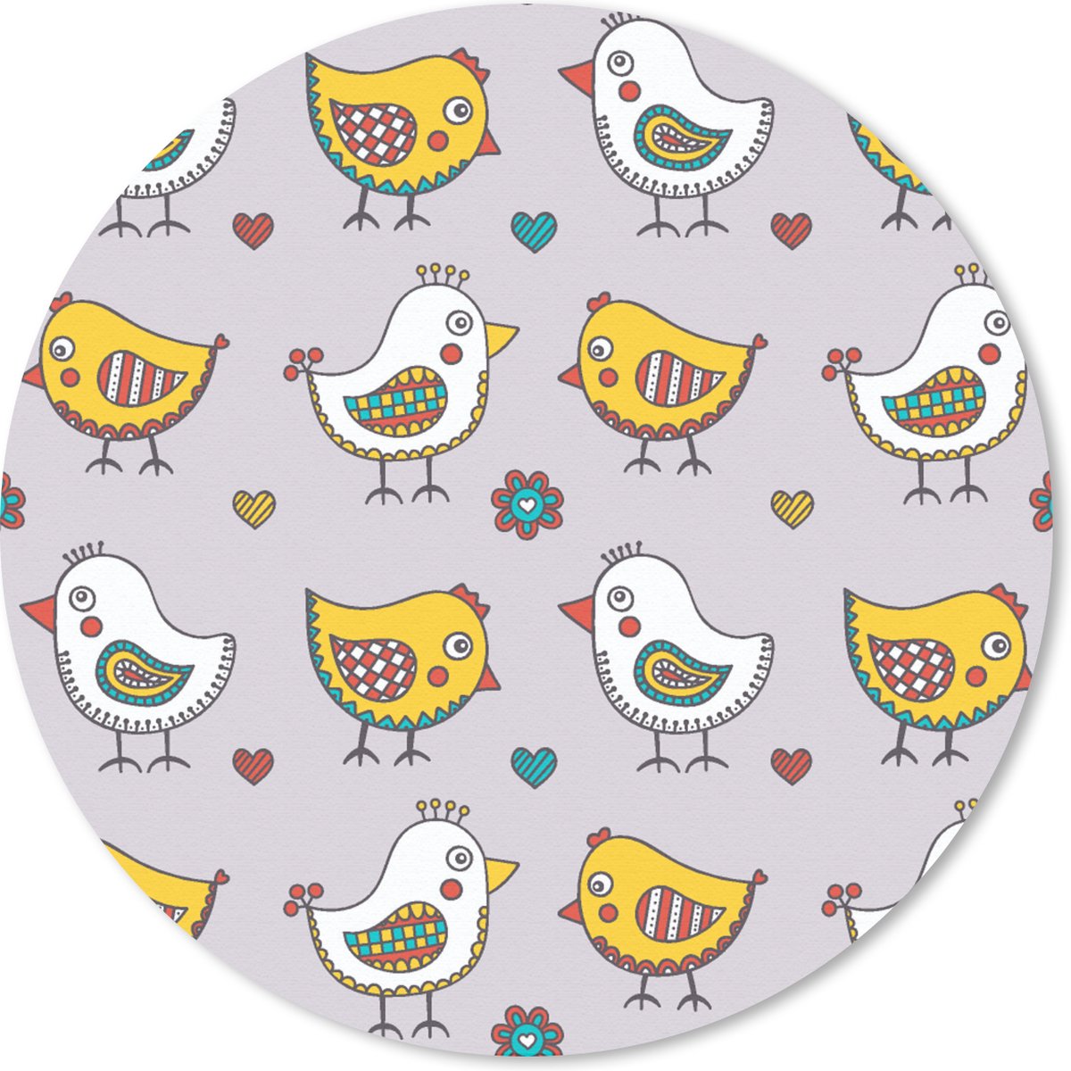 Muismat rond 20x20 cm - Mousepad Patroon - Vogel - Kip - Ronde muismatten