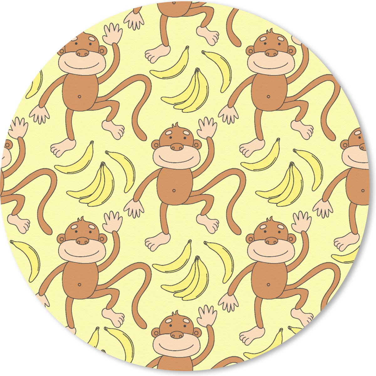 Muismat rond 50x50 cm - Mousepad Patroon - Aap - Banaan - Ronde muismatten