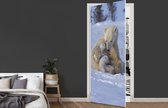 Deursticker IJsberen - Sneeuw - Wit - 90x215 cm - Deurposter