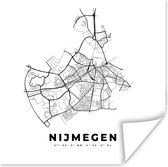 Poster Carte - Nimègue - Zwart Wit - Plan de ville - Carte - Pays- Nederland - 50x50 cm