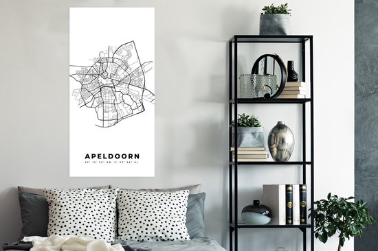 Affiche Nederland -Bas – Apeldoorn – Plan de la Ville – Carte – Wit – Carte - 60x120 cm