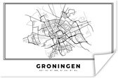 Poster City Map - Zwart Wit - Carte - Groningue - Pays- Nederland - Plan d'étage - 120x80 cm