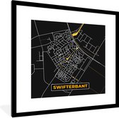 Fotolijst incl. Poster - Swifterbant - Black and Gold - Stadskaart - Plattegrond - Kaart - 40x40 cm - Posterlijst