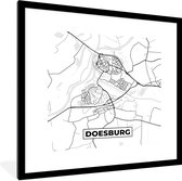 Fotolijst incl. Poster Zwart Wit- Doesburg - Nederland - Kaart - Plattegrond - Stadskaart - Zwart Wit - 40x40 cm - Posterlijst