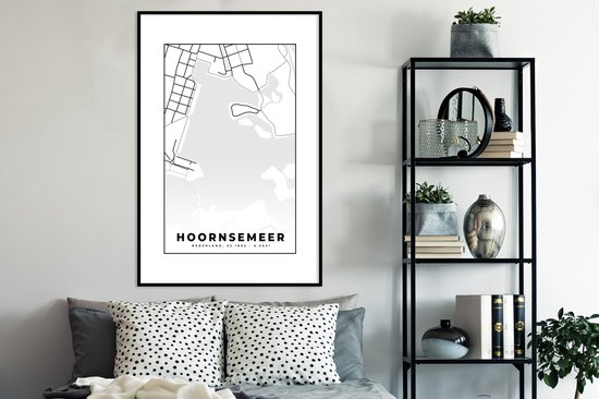 Fotolijst incl. Poster - Groningen - Plattegrond - Stadskaart - Kaart - Hoornsemeer - 80x120 cm - Posterlijst