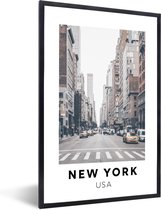 Fotolijst incl. Poster - New York - Amerika - Weg - 60x90 cm - Posterlijst