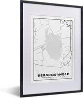 Cadre photo avec affiche - Bergumermeer - Carte - Plan de la ville - Carte - Frise - 30x40 cm - Cadre pour affiche