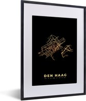 Fotolijst incl. Poster - Den Haag - Plattegrond - Stadskaart - Nederland - Kaart - 30x40 cm - Posterlijst