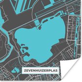 Poster Stadskaart - Zevenhuizerplas - Nederland - Water - Kaart - Plattegrond - 30x30 cm