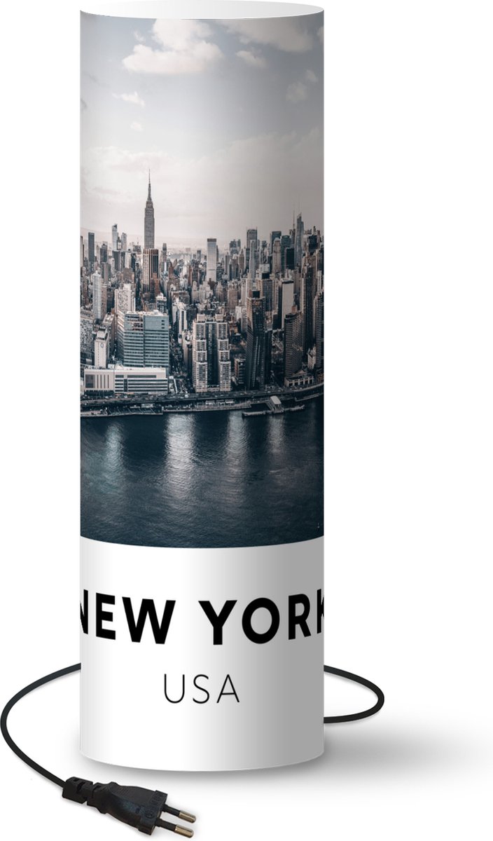 Lamp - Nachtlampje - Tafellamp slaapkamer - New York - Verenigde Staten - Huizen - 60 cm hoog - Ø19.1 cm - Inclusief LED lamp