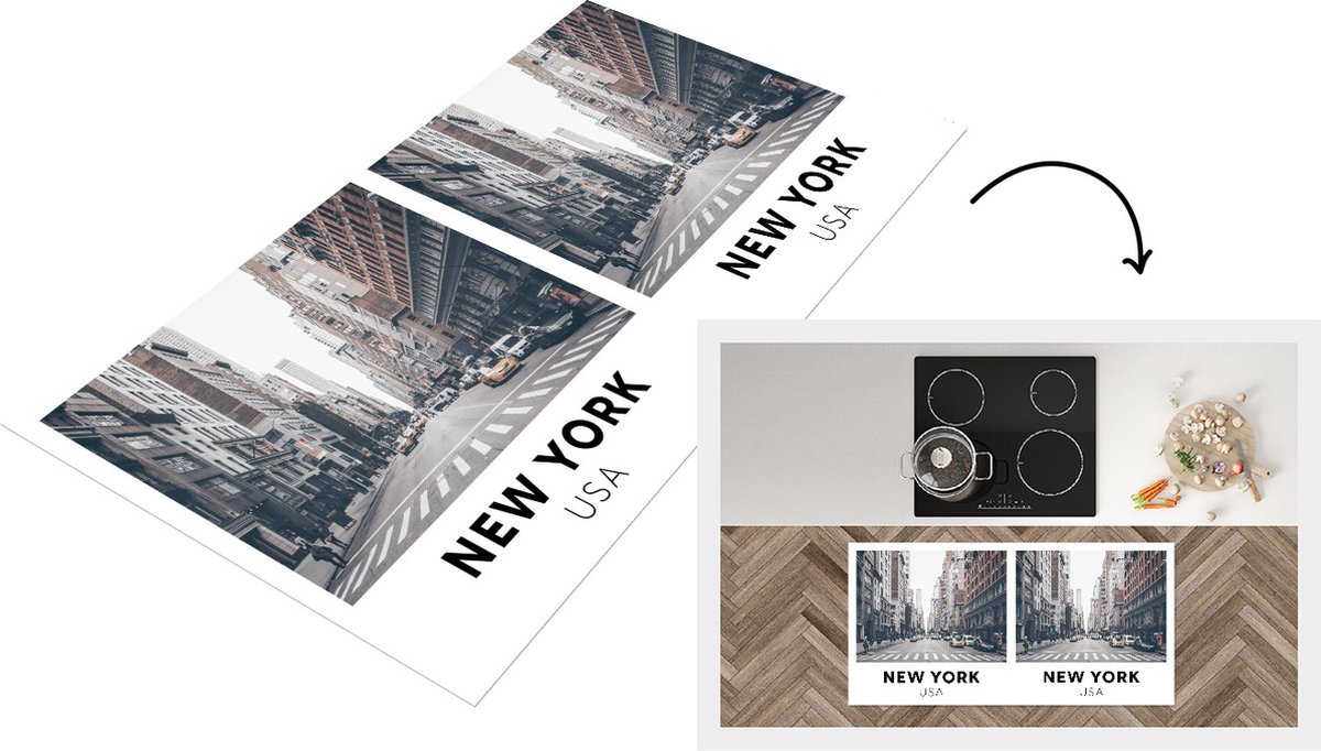 KitchenYeah Keukenloper - Loper keuken - New York - Amerika - Weg - 120x60 cm - Keukenloper vinyl Multicolor