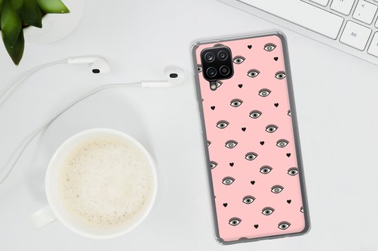 Coque Samsung Galaxy A12 - Fille - Yeux - Rose - Motifs - Fille - Kids - Enfants - Coque de téléphone en Siliconen