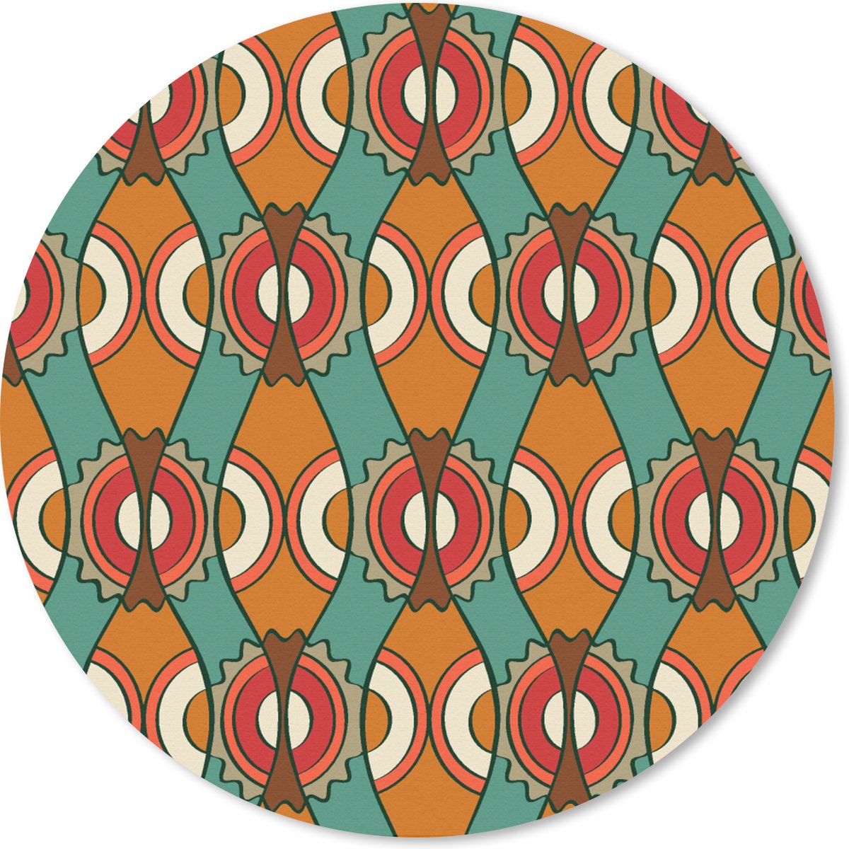 Muismat rond 20x20 cm - Mousepad Design - Retro - Oranje - Abstract - Ronde muismatten