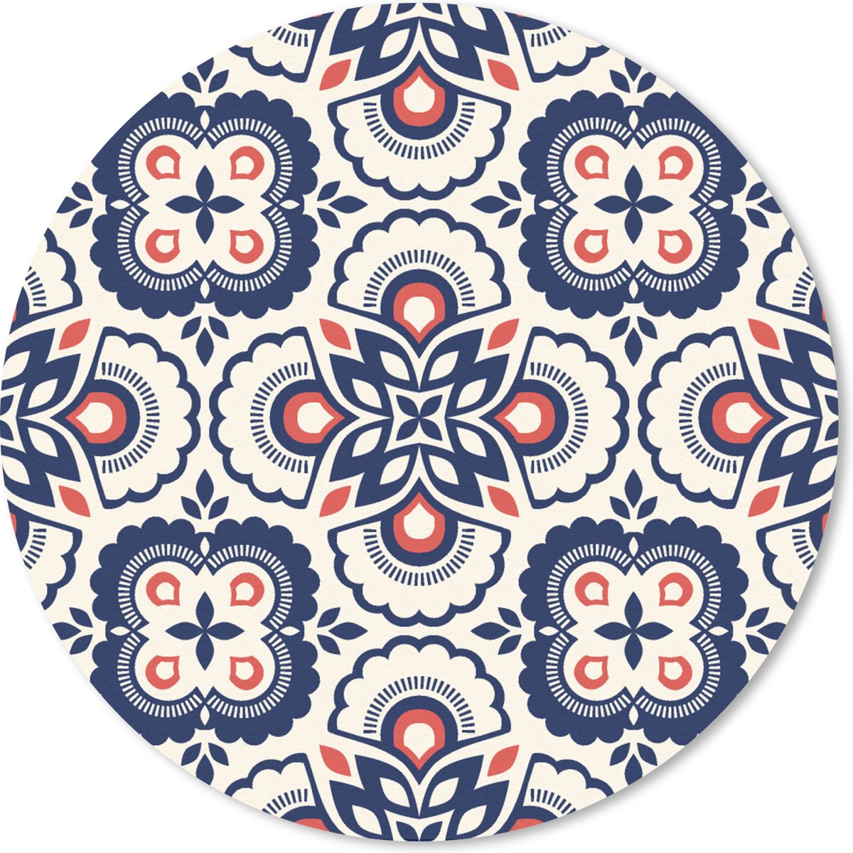 Muismat rond 50x50 cm - Mousepad Bloemen - Retro - Design - Ronde muismatten