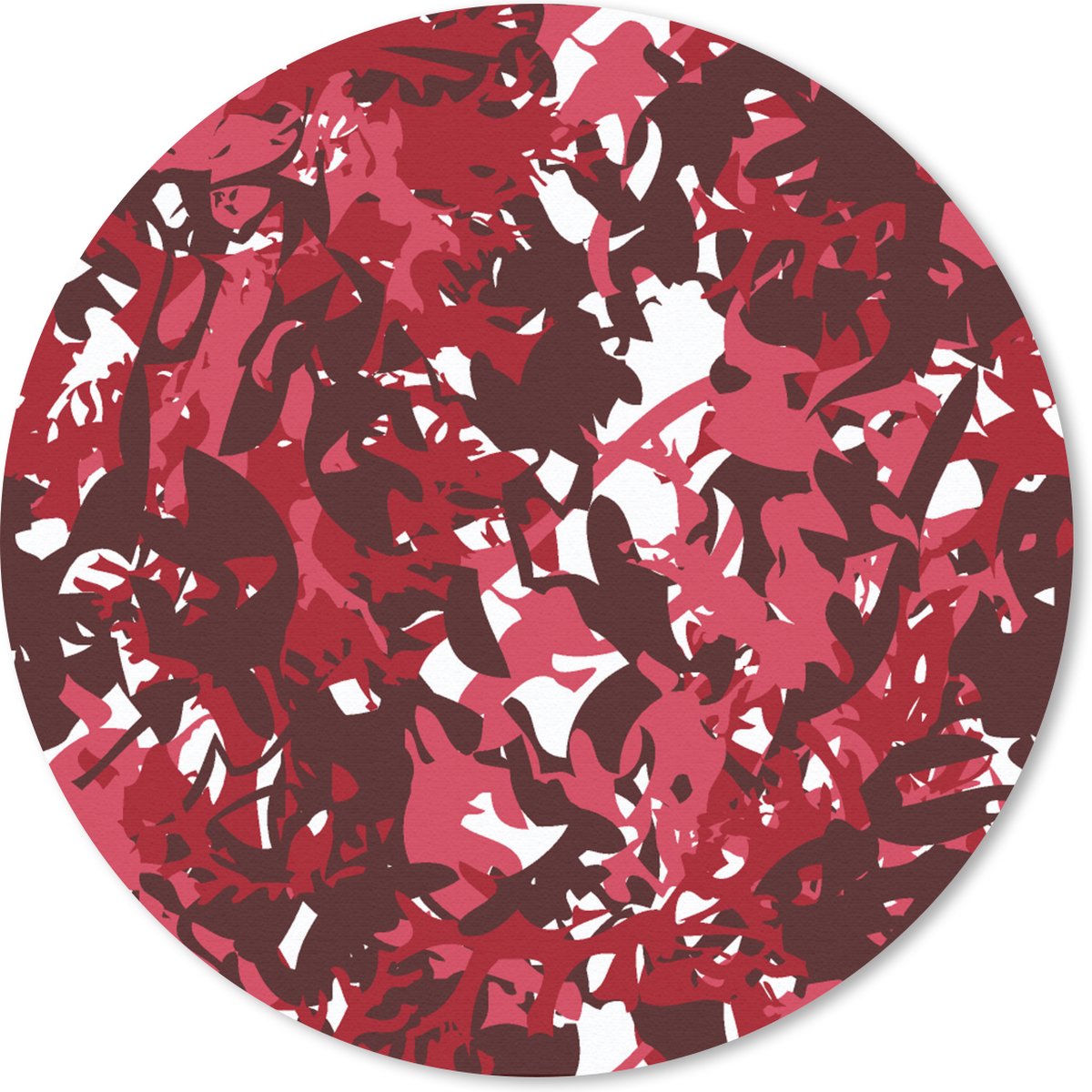 Muismat rond 30x30 cm - Mousepad Patroon - Jungle - Rood - Ronde muismatten