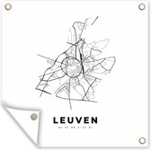 Tuinposters België – Leuven – Stadskaart – Kaart – Zwart Wit – Plattegrond - 50x50 cm - Tuindoek - Buitenposter