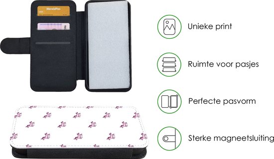 Etui iPhone 8 Bookcase - Fille - Unicorn - Rose - Motifs - Fille - Enfant - Enfants - Avec compartiments - Etui portefeuille avec fermeture aimantée