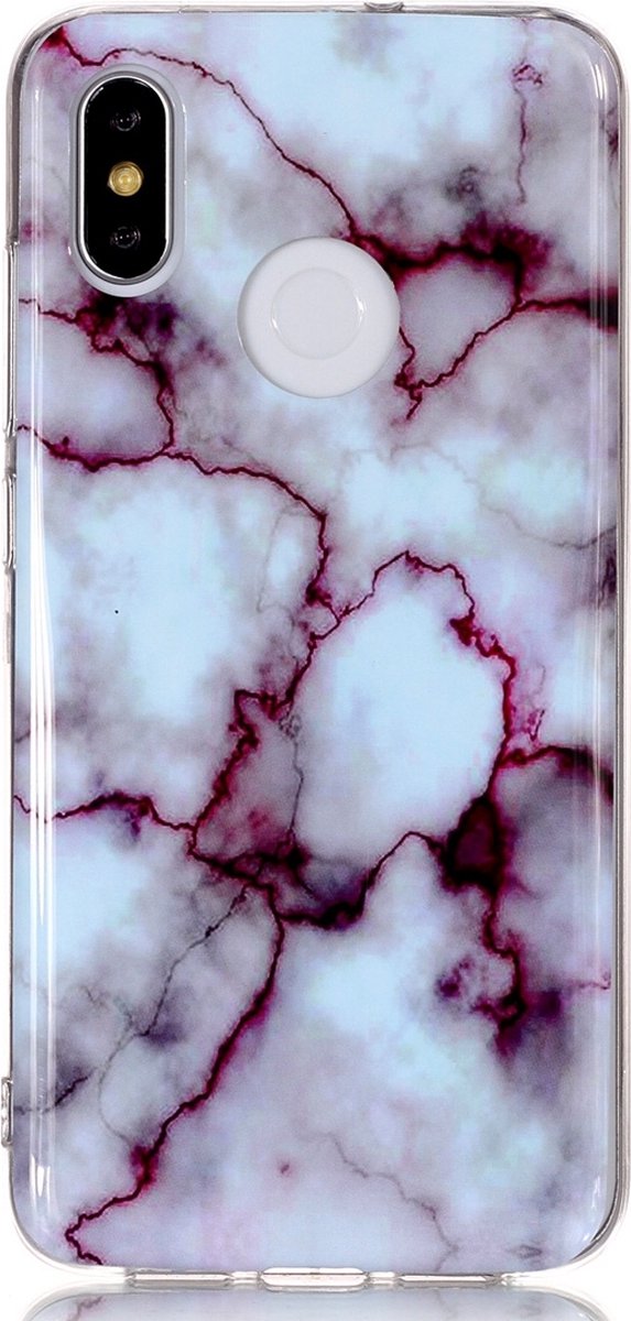 Mobigear Hoesje geschikt voor Xiaomi Mi 8 Telefoonhoesje Flexibel TPU | Mobigear Marble Backcover | Mi 8 Case | Back Cover - Rood