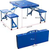 Outsunny Aluminium kampeertafel picknickbank zitgroep kampeerset 4-zits inklapbaar blauw 01-0009