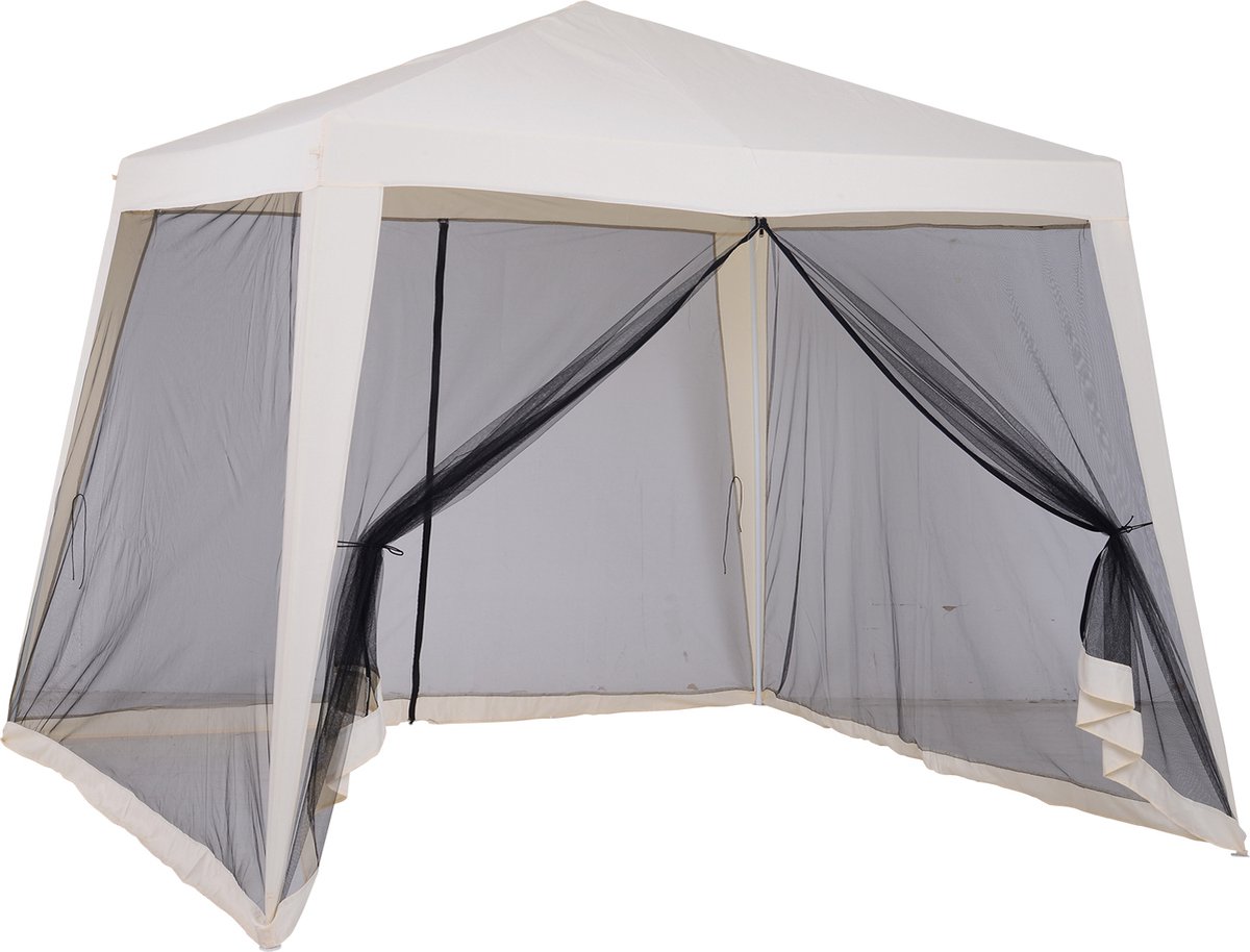 Outsunny - Tuinpaviljoen - met Muggengaas - Waterafstotend - Roomwit