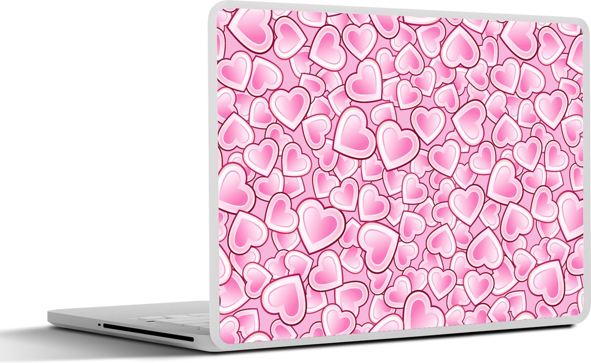 Laptop sticker - 13.3 inch - Meiden - Hartjes - Roze - Patronen - Girl - Kindje - Kinderen - 31x22,5cm - Laptopstickers - Laptop skin - Cover