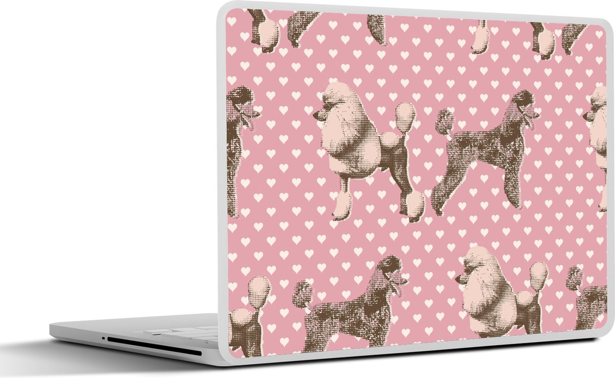 Laptop sticker - 11.6 inch - Hart - Poedel - Patroon - 30x21cm - Laptopstickers - Laptop skin - Cover