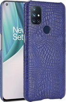 Mobigear Hoesje geschikt voor OnePlus Nord N10 5G Telefoonhoesje Hardcase | Mobigear Croco Backcover | Nord N10 5G Case | Back Cover - Blauw