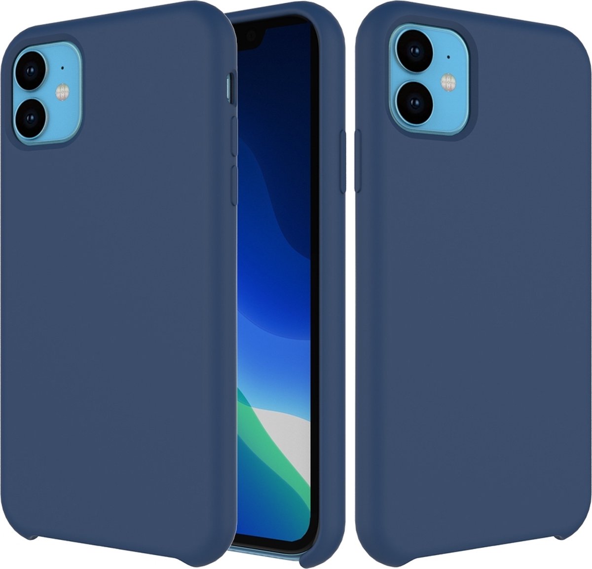 Mobigear Hoesje geschikt voor Apple iPhone 11 Siliconen Telefoonhoesje | Mobigear Rubber Touch Backcover | iPhone 11 Case | Back Cover - Marineblauw
