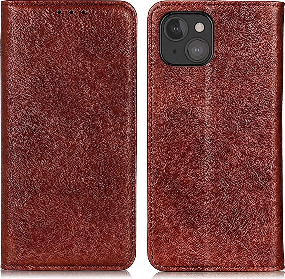 Mobigear Telefoonhoesje geschikt voor Apple iPhone 13 Mini Hoesje | Mobigear Classic Elegance Bookcase Portemonnee | Pasjeshouder voor 2 Pasjes | Telefoonhoesje voor Pinpas / OV Kaart / Rijbewijs - Bruin