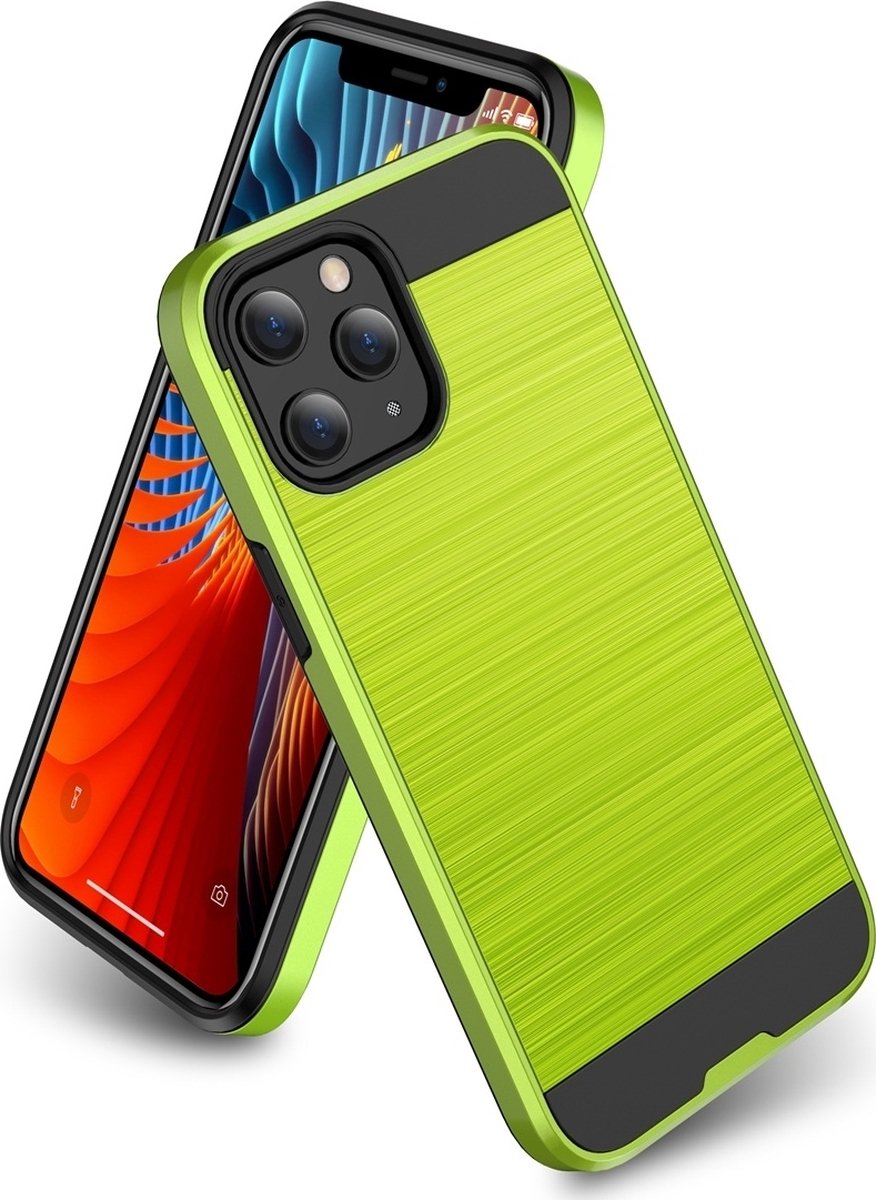 Mobigear Hoesje geschikt voor Apple iPhone 12 Pro Max Telefoonhoesje Hardcase | Mobigear Brushed Armor Backcover Shockproof | Schokbestendig iPhone 12 Pro Max Telefoonhoesje | Anti Shock Proof - Groen