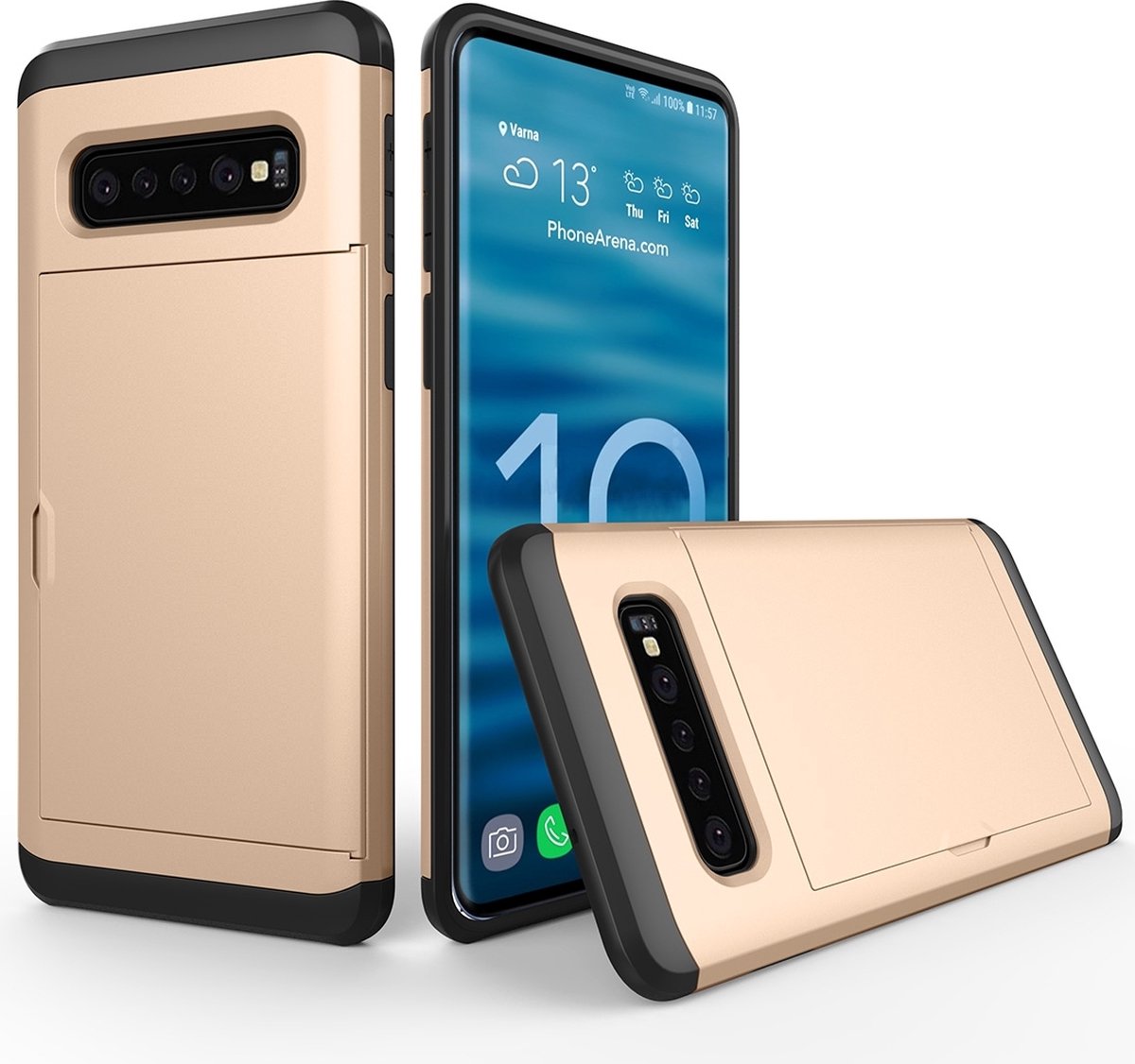 Mobigear Hoesje geschikt voor Samsung Galaxy S10 Telefoonhoesje met Kaarthouder Hardcase | Mobigear Card Backcover Shockproof met Pasjeshouder | Kaarthouder voor 2 Pasjes | Hoesje voor Pinpas / OV Kaart / Rijbewijs | Schokbestendig Galaxy S10