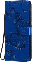 Mobigear Telefoonhoesje geschikt voor Motorola Moto G8 Power Lite Hoesje | Mobigear Butterfly Bookcase Portemonnee | Pasjeshouder voor 2 Pasjes | Telefoonhoesje voor Pinpas / OV Kaart / Rijbewijs - Blauw