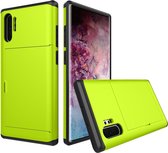 Mobigear Card Telefoonhoesje geschikt voor Samsung Galaxy Note 10 Plus Hoesje Hardcase Backcover Shockproof met Pasjeshouder - Groen