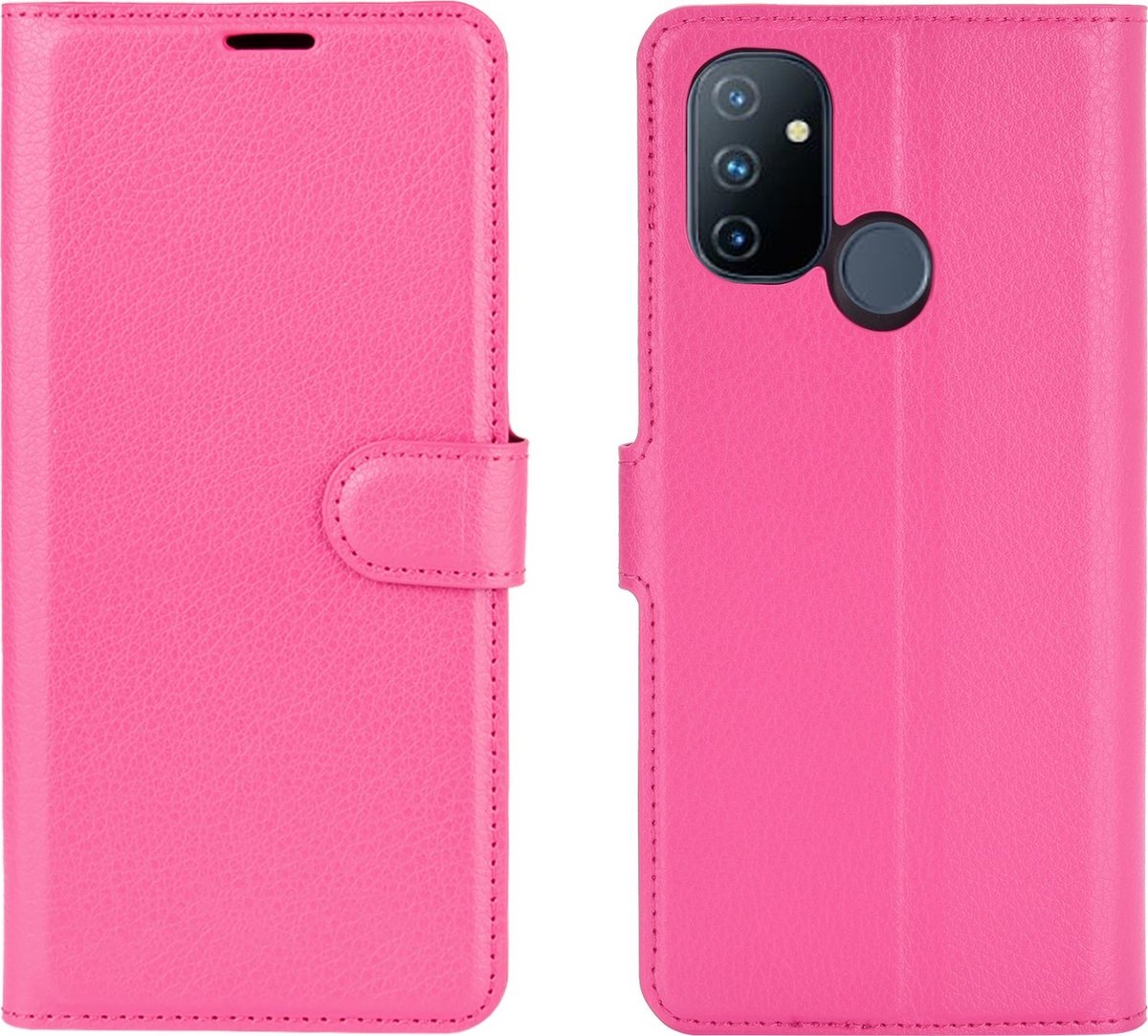 Mobigear Telefoonhoesje geschikt voor OnePlus Nord N100 Hoesje | Mobigear Classic Bookcase Portemonnee | Pasjeshouder voor 3 Pasjes | Telefoonhoesje voor Pinpas / OV Kaart / Rijbewijs - Magenta