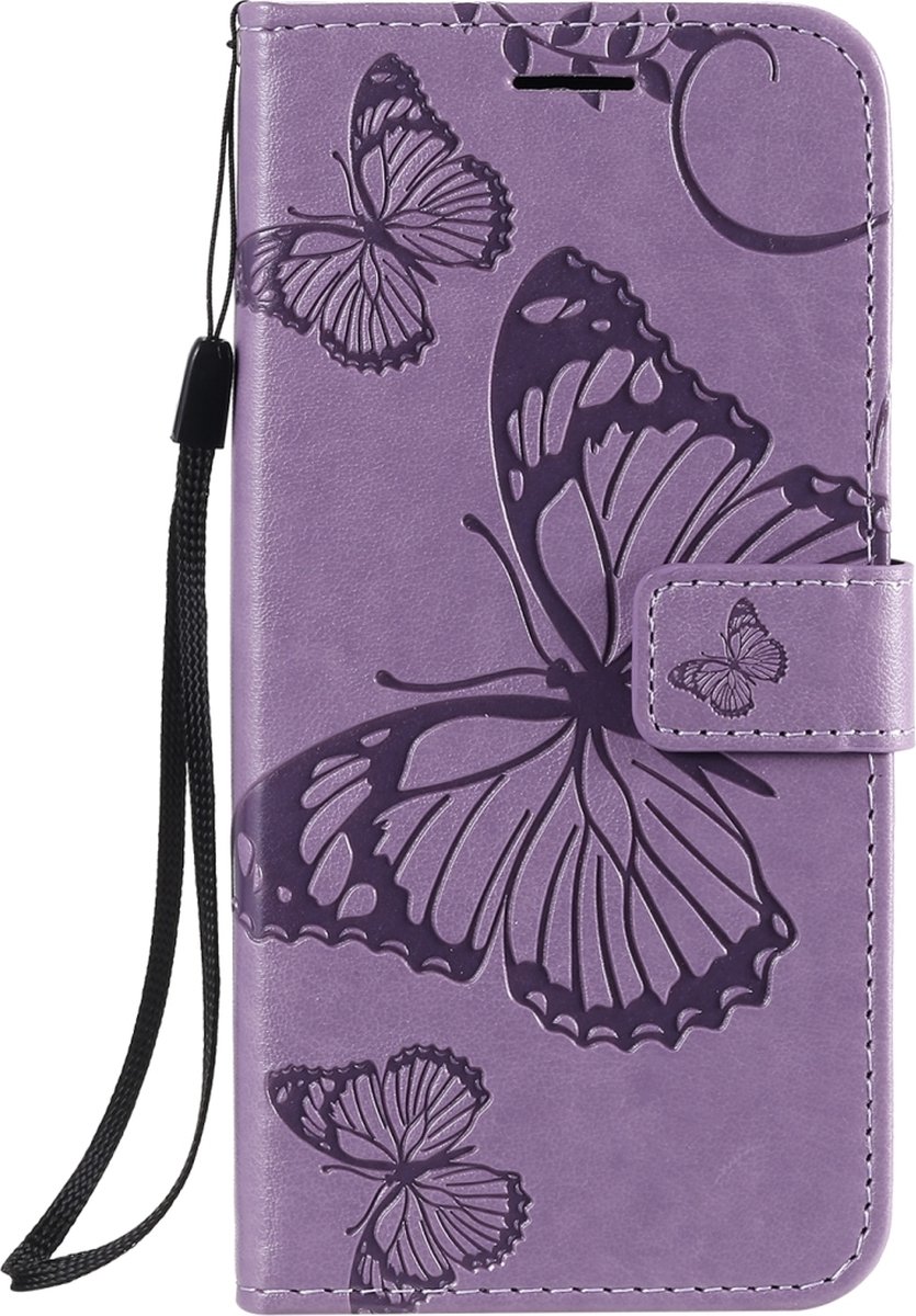 Mobigear Telefoonhoesje geschikt voor Samsung Galaxy A41 Hoesje | Mobigear Butterfly Bookcase Portemonnee | Pasjeshouder voor 2 Pasjes | Telefoonhoesje voor Pinpas / OV Kaart / Rijbewijs - Paars