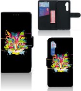 Wallet Book Case Xiaomi Mi Note 10 Lite Smartphone Hoesje Cat Color Leuke Verjaardagscadeaus