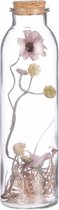 kunstbloem margriet 20 cm glas roze/transparant