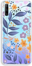 Case Company® - Huawei P Smart Pro hoesje - Flowers with blue leaves - Soft Cover Telefoonhoesje - Bescherming aan alle Kanten en Schermrand