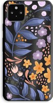 Case Company® - Google Pixel 5a 5G hoesje - Flowers with blue leaves - Soft Cover Telefoonhoesje - Bescherming aan alle Kanten en Schermrand