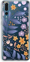 Case Company® - Huawei P20 Pro hoesje - Flowers with blue leaves - Soft Cover Telefoonhoesje - Bescherming aan alle Kanten en Schermrand